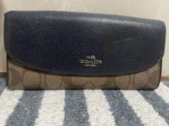 COACH 長財布 ネイビー/ブラウン