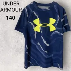 アンダーアーマー Tシャツ 半袖 140 ネイビー プリントロゴ 運動 スポーツ