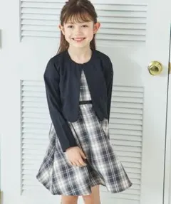 ネイビー チェック柄 フォーマルドレス 120cm