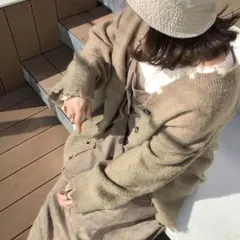 wcloset トップス　ダメージ加工　カーディガン　ブラウン