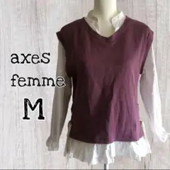 axes femme トップス ベストレイヤード風プルオーバーMサイズ/USED