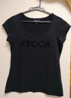 EPOCA 半袖Tシャツ ビーズロゴ ブラック サイズ40