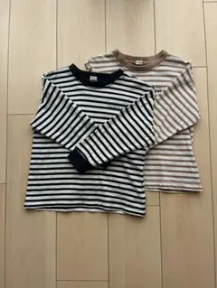 ストライプ長袖カットソー2枚セット 100cm