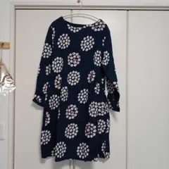 Fillil ネイビー 花柄 長袖ワンピースのサムネイル
