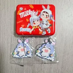 不二家 ミルキー 兎田ぺこら 缶ケース ラバーストラップ