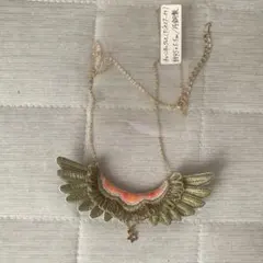 【未使用】Choucho Musubi＊刺繍の羽根ネックレス(カーキ)
