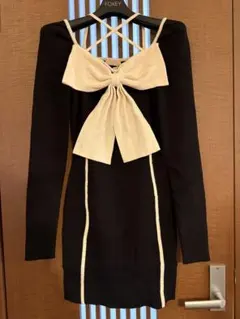 RESEXXY バイカラーフロントリボンニットミニワンピース　新品・即購入⭕️