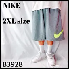 ナイキ 蛍光イエロー ビッグロゴ スウェットハーフパンツ グレー メンズ 2XL