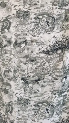 シフォンデシン生地 自然の風景デザイン