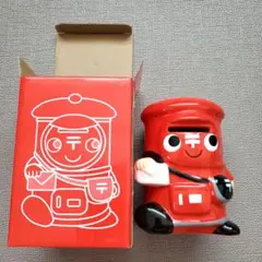 郵便ポスト型貯金箱 赤 陶器