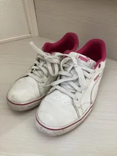 PUMA、白、スニーカー、ピンク、24