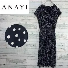 ✨️ANAYI✨️　アナイ　美品　ドット柄　シフォンノースリーブワンピース　38 ✨️ANAYI✨️ アナイ 美品 ドット柄 シフォンノースリーブワンピース