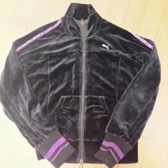 PUMA ベロア ジャージ 黒 紫ライン トラックジャケット