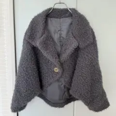 Vestito グレー フリースジャケット ボタン付き　ボレロ　カーディガン