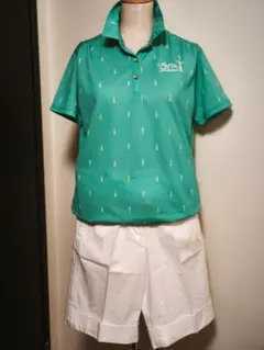 パラディーゾ レディース灯台柄シャツ緑3L ＆ プーマショートパンツXL　2点