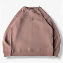 スウェットくすみピンククルーネック英字刺繍裏起毛LLゆったりシンプル古着のサムネイル