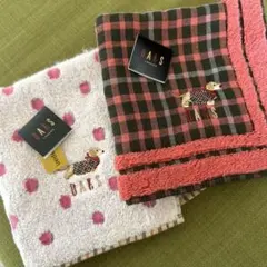 DAKS タオルハンカチ 2枚セット 犬刺繍