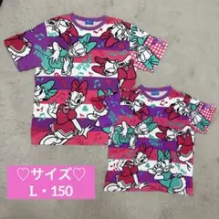 ディズニーリゾート　デイジー　総柄　半袖Tシャツ　L 150 ユニセックス　親子