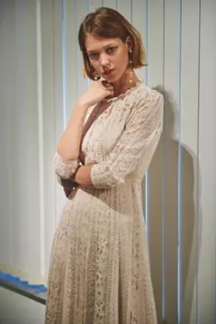 ラグナムーン⭐︎レースワンピース オフホワイト お呼ばれ ロングドレス