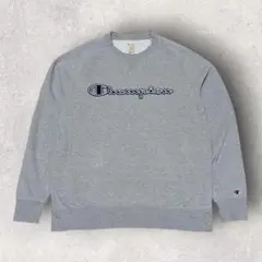 00s Champion 刺繍ロゴ スウェット グレー M 前V アメカジ 古着
