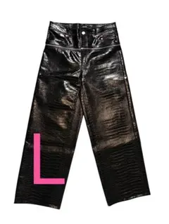 S】goar.archive BLACK CROCO ZIPPER PANTS - メルカリ