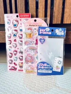 新品サンリオ プチウォーターインシール,、ぷっくりシール 3点セット正規品