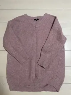 UNIQLO スフレヤーン Vネック チュニック（長袖） ピンクLサイズ