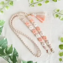 マクラメ編みのスマホショルダーストラップ　no.157