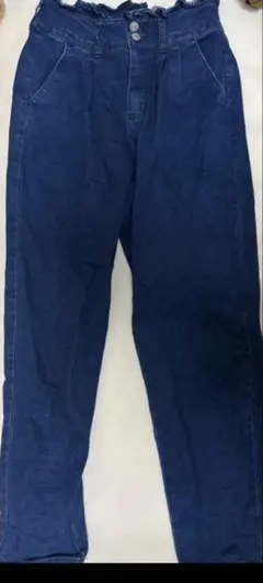 ハイウエスト デニムパンツ インディゴブルー