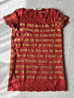 sacai luck 半袖レースストライプトップス