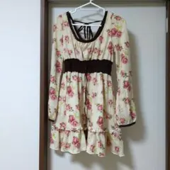フラワープリント長袖ミニワンピースのサムネイル