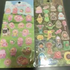 こびとづかん　カクレモモジリ　フロッキーシール　正規品 ぷっくりシール 2枚