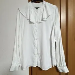 GU フリル付きホワイトシャツ Lサイズ