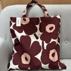 marimekkoマリメッコ　トートバッグ　ウニッコ　花柄　ピンクxレッド