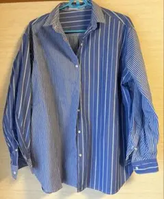 アメリカンホリック　シャツ　ストライプ　ブルー　イージーケア