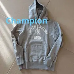 Champion 　サウスダコタプリント　フード付きパーカー M グレー