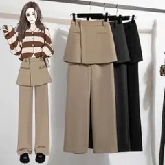 【大きいサイズ】新品 ドッキングパンツ ワイドパンツ キュロットスカート付