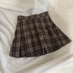 ブラウン系チェック プリーツスカート
