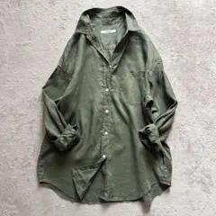 【ジャーナルスタンダードレリューム】リネンオーバーサイズシャツ カーキ