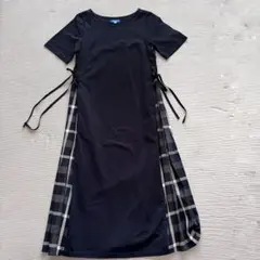 ブルーレーベル クレストブリッジ サイドチェック リボン ロングワンピース