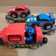 Hape ハペ　レーシングカー&トレーラーセットのサムネイル