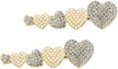 2個ハート 金属のヘアクリップラインストーンのヘアクリップ
