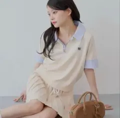 chico 刺繍入りポロニット　アイボリー