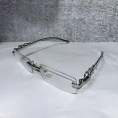 メガネ リムレス フチなしメガネ 男女兼用 伊達メガネ 度なし シルバー