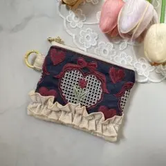 ハンドメイドポーチ ハンドメイド インド刺繍リボン 刺繍リボン チューリップ