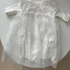 ホワイト刺繍ベビードレス退院着　女の子　ベビーロンパース　セレモニードレス