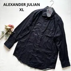 アレキサンダージュリアン ブラック ギンガムチェック XL 長袖シャツ 大きめ