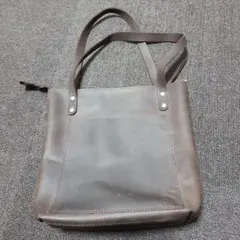 【ハンドメイド】ダークブラウン レザー トートバッグ