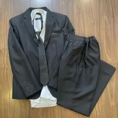140サイズ　美品 BB 黒 ストライプ スーツセット シャツ　ネクタイ付き
