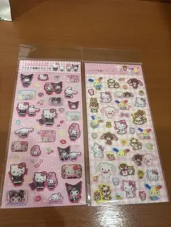 2枚セット サンリオキャラクターズ ラメ入り樹脂もりシール 平成 ギャル